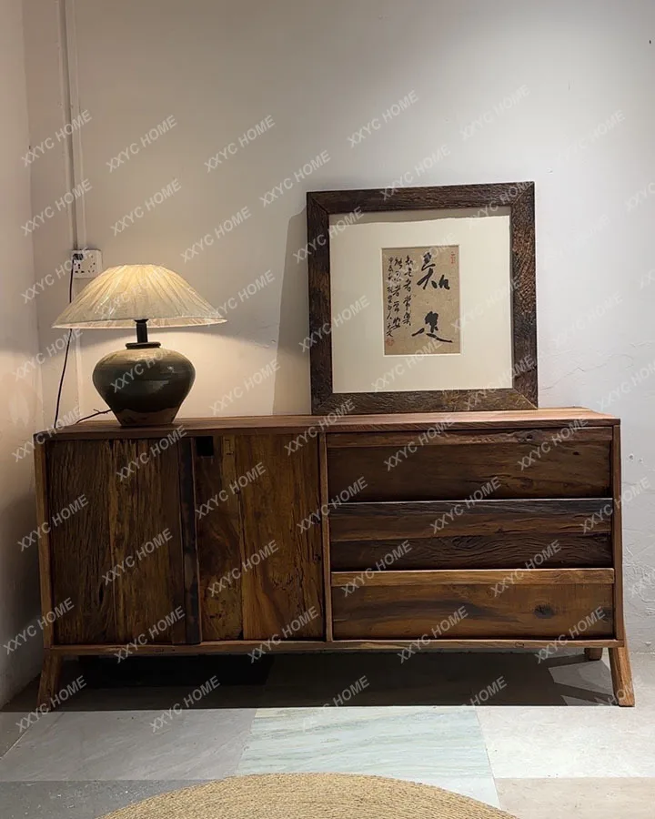 

Wabi Sanfeng old wood solid wood entrance against the wall dining side B & B retro storage locker