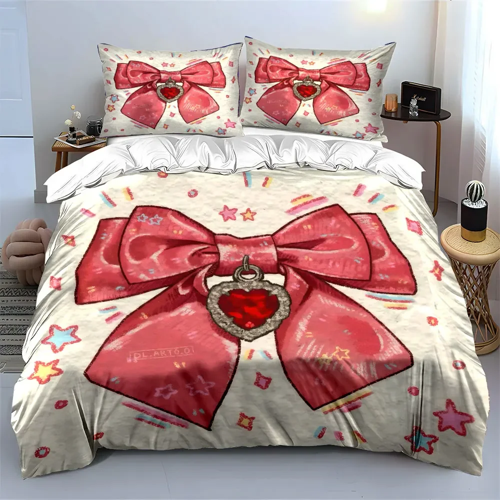Elegant Decorative Ribbon Set Soft Comfortable Duvet Cover Bedding Set Included 1*Duvet Cover & 2*Pillowcases, gift