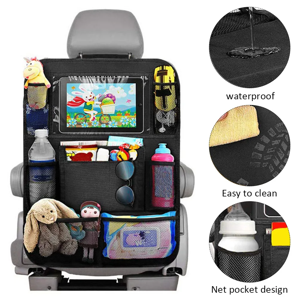 600D Oxford Torba do przechowywania na tylnym siedzeniu samochodu z uchwytem na tablet z ekranem dotykowym Organizer podróży samochodowych