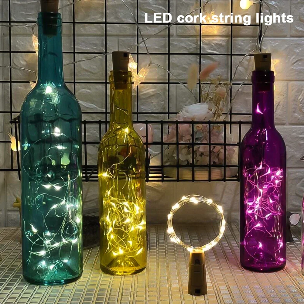 2M Bar LED Wine Bottle Cork String Lights Holiday Decoration Garland Fairy Lights Christmas Copper Wire String Lights