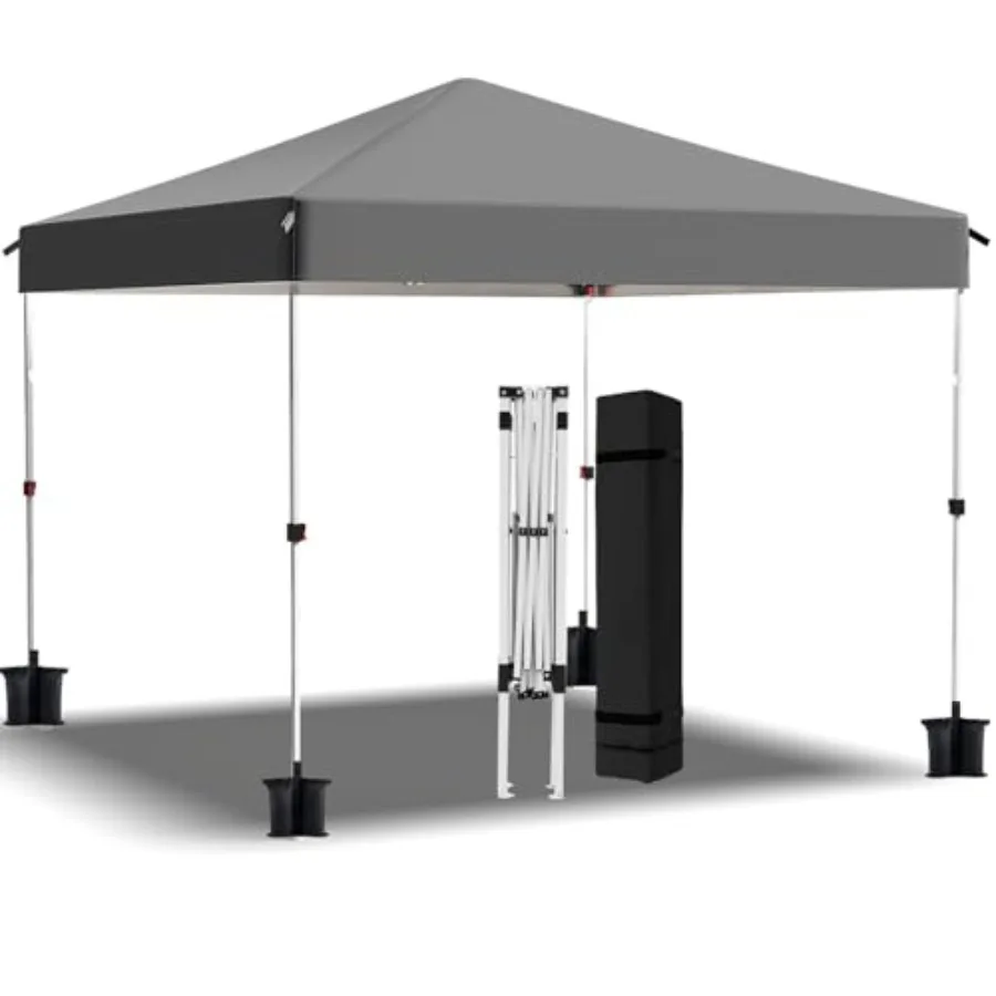

Pop Up Canopy Tent for outdoor events, parties, camping; polyester fabric, black color; one-push instant setup, portable sun sh