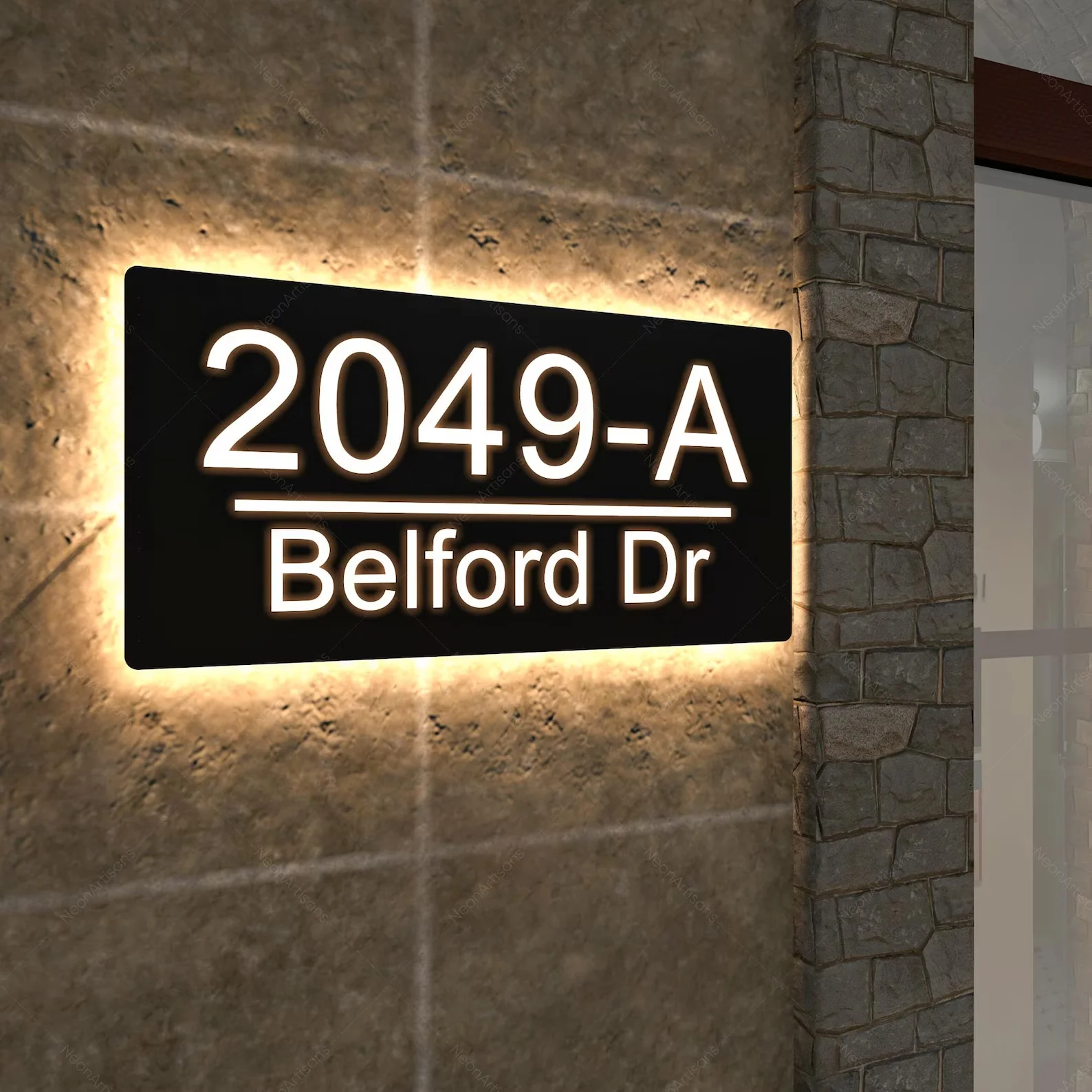 

Custom Illuminated House Number Sign,Backlit Address Plate, for Outdoors,Personalized Metal House Sign,Waterproof Address Sign