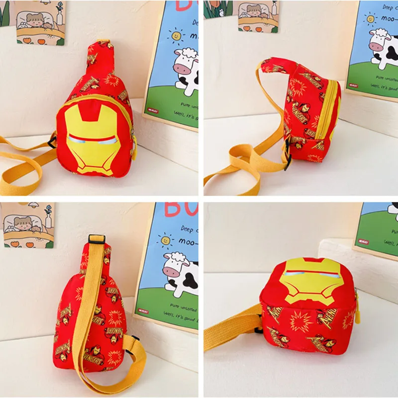 Marvel Superhero Children Cartoon Chest Pack Shoulder Bag Anime Iron Man Superman Figure Boy Girl Outdoor Travel Coin Purse