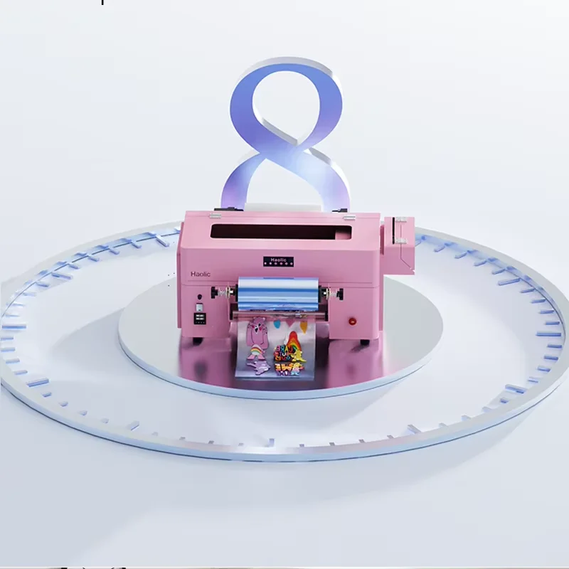 Sale New A3 Smart Pink UX7 UV DTF Printer WIth DX7 Printhead For Cup Wraps, Stickers & Small Business
