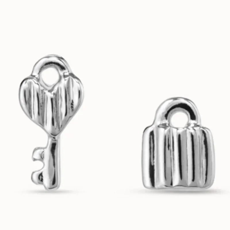 European and American style cute tranquil silver love keys locks earrings women's jewelry gifts