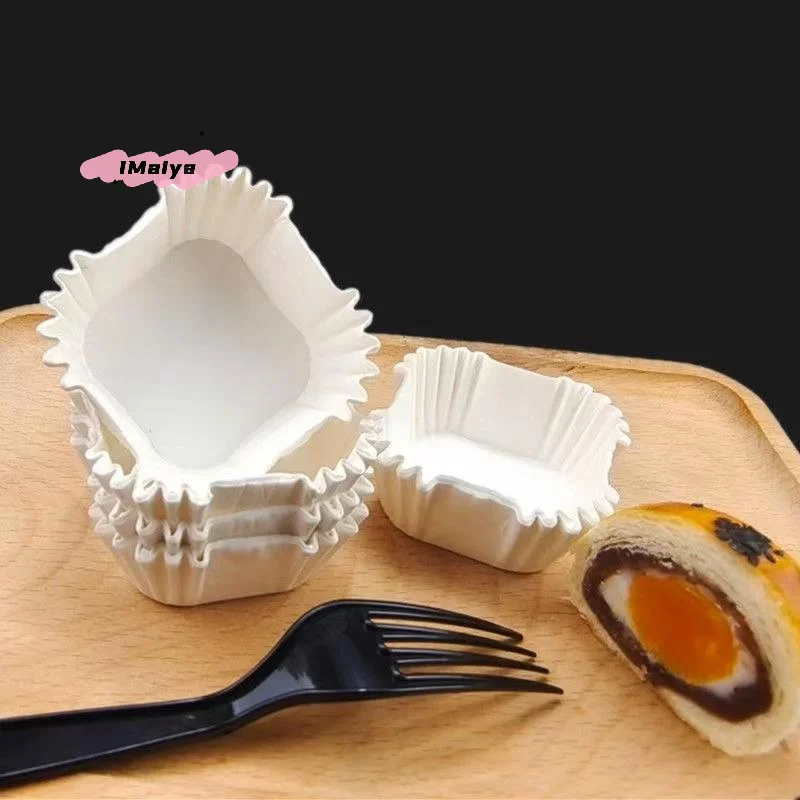 Soporte de papel Mooncake de 100/250 Uds., revestimiento cuadrado para Brownie de tamaño mediano, bandeja de papel a prueba de aceite Xue Meiniang de 45-62mm para repostería
