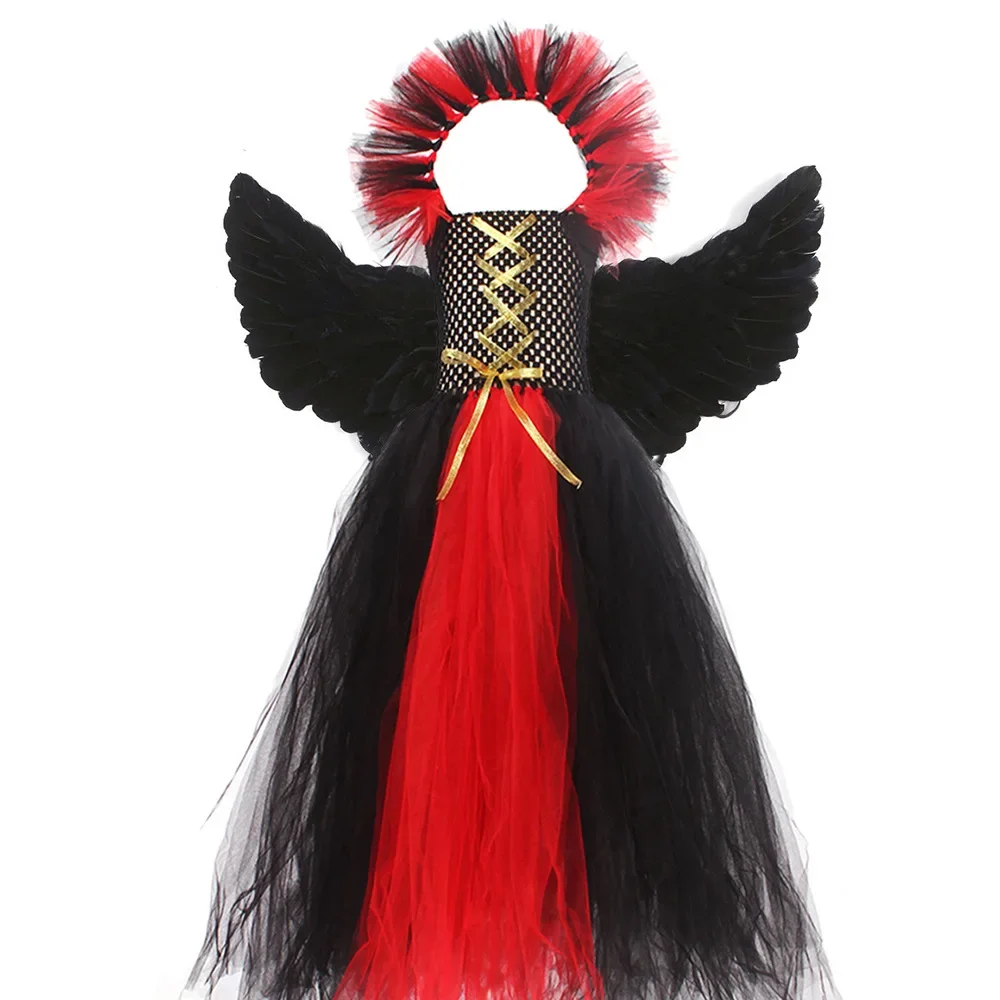 Ragazze Gothic Vampiress Costume Evil Queen Gown Tutu Dress per Halloween Cosplay Party abbigliamento bambini Fancy Dress Up Outfit