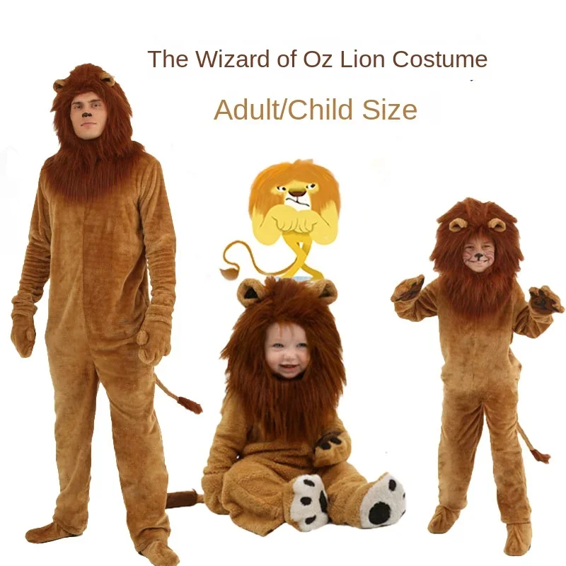 2024 New Wizard of Oz Cartoon Cute Lion Costume Animal Party Performance Dance Adult Children Parent-child Costumes for Women