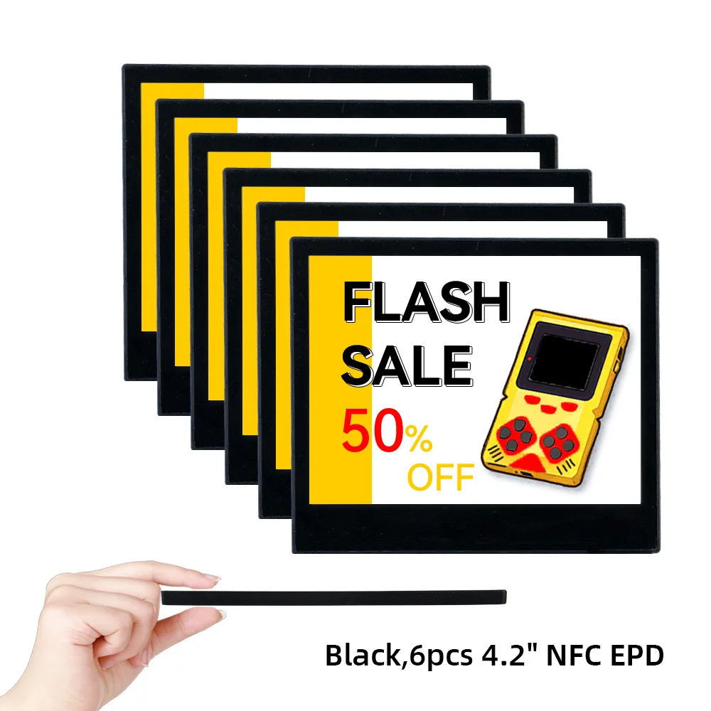 超薄型ブラックシェル42インチnfc電子ペーパータグ白黒赤黄4色シルバーepd（衣料品店向け）