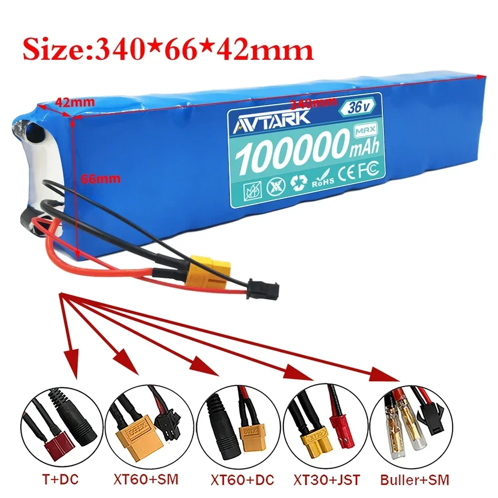 Suitable for M365 Scooter 36V 20AH Battery and Charger Plug XT30+JST XT60+SM XT60+DC T 18650 Lithium Battery Pack, with BMS