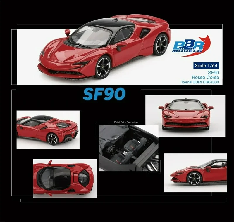 

BBRFER64030 BBR 1:64 SF90 Rosso Corsa red Die-Cast Car Model Collection Miniature