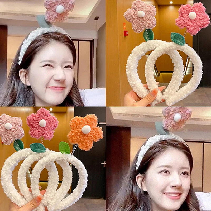 Creative Lamb Plush Flower Hairbands For Girl Woman Cute Korean Headwear Head Hoop Headbands Hair Accessories Ornaments