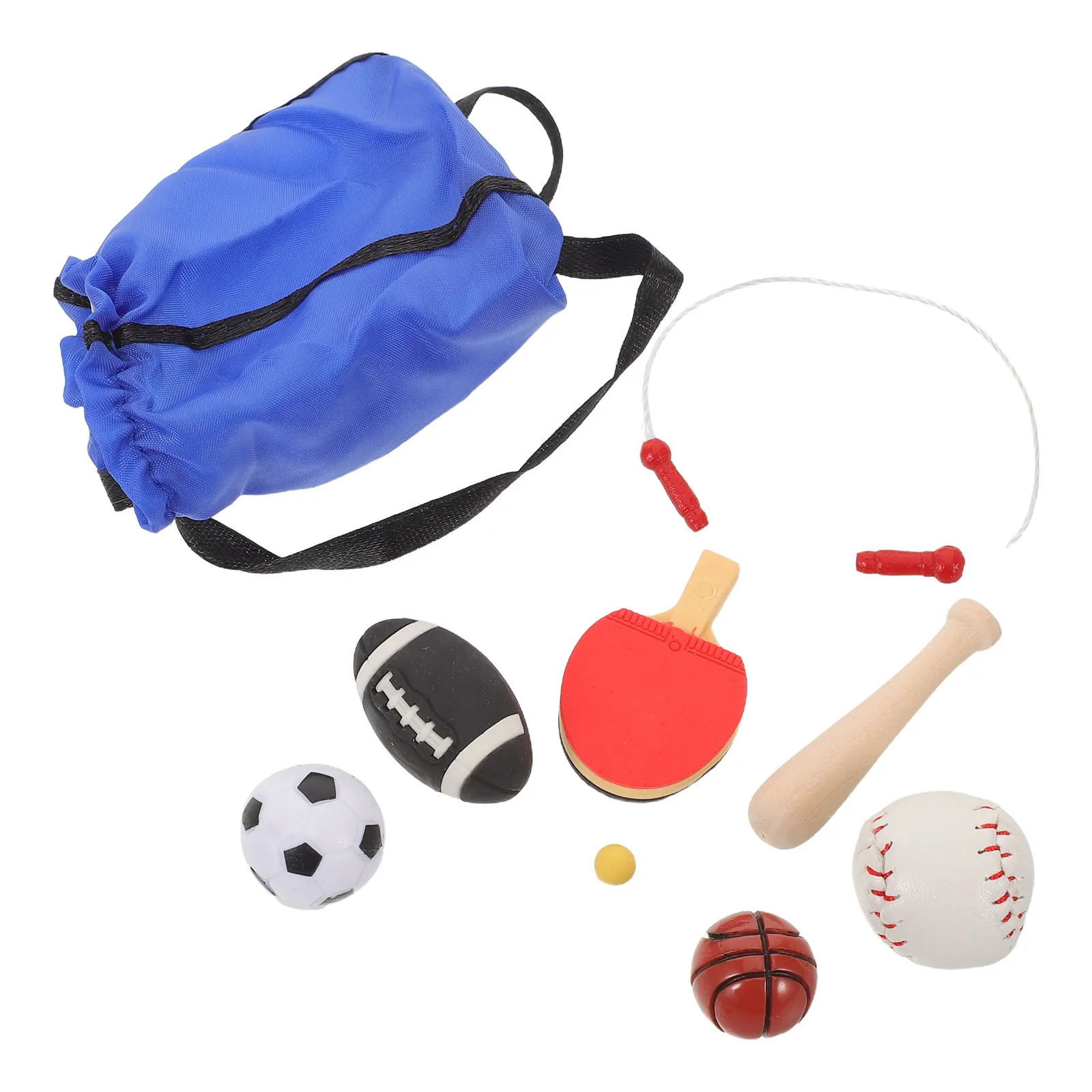 

1 Set Mini Sports Set For Dollhouse Realistic Truetoscale Basketball Soccer Football Jump Rope Portable Play Miniature Items