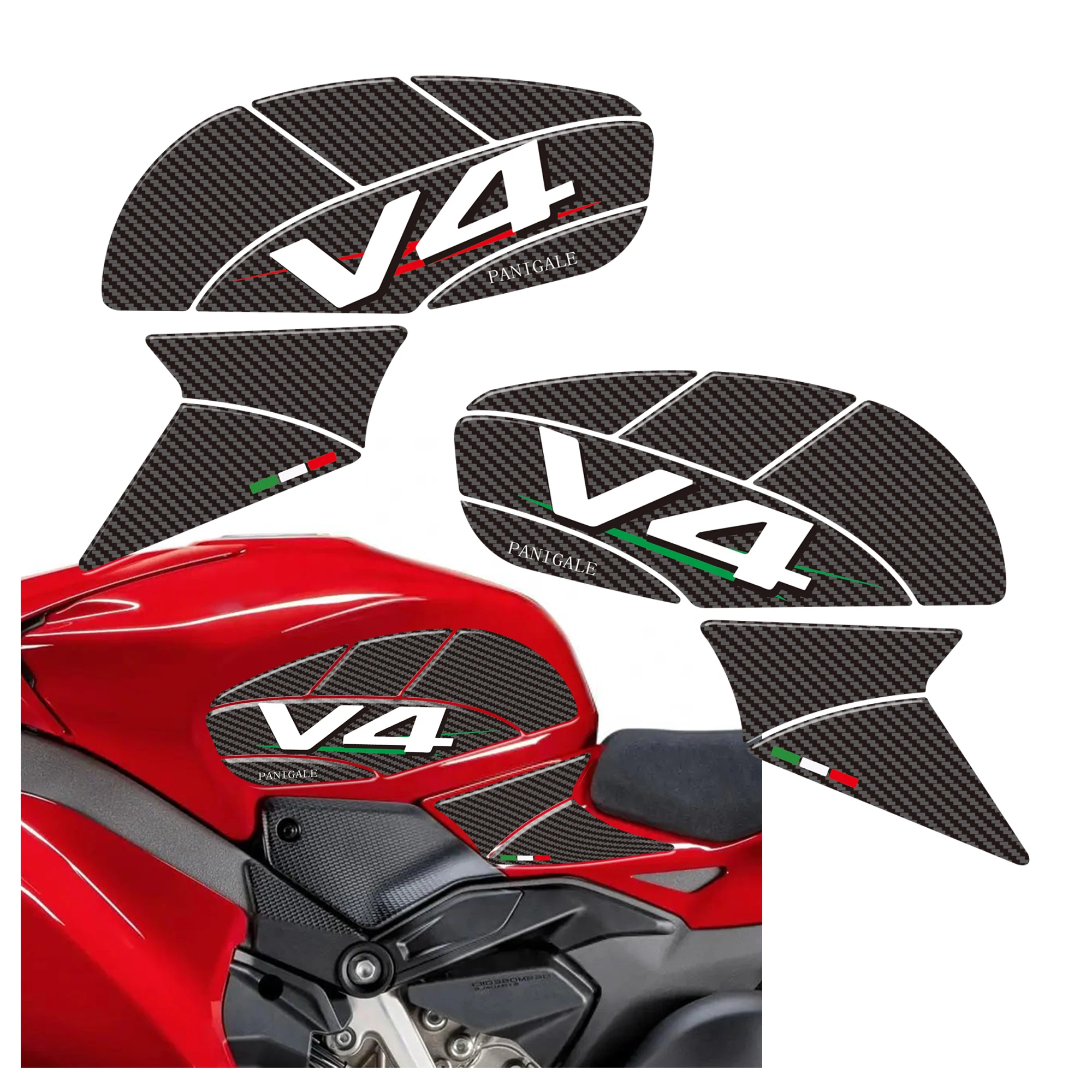 Motorcycle 3D Gel Tank Pad Grips Protector Sticker Kit for Ducati Panigale V4 Series