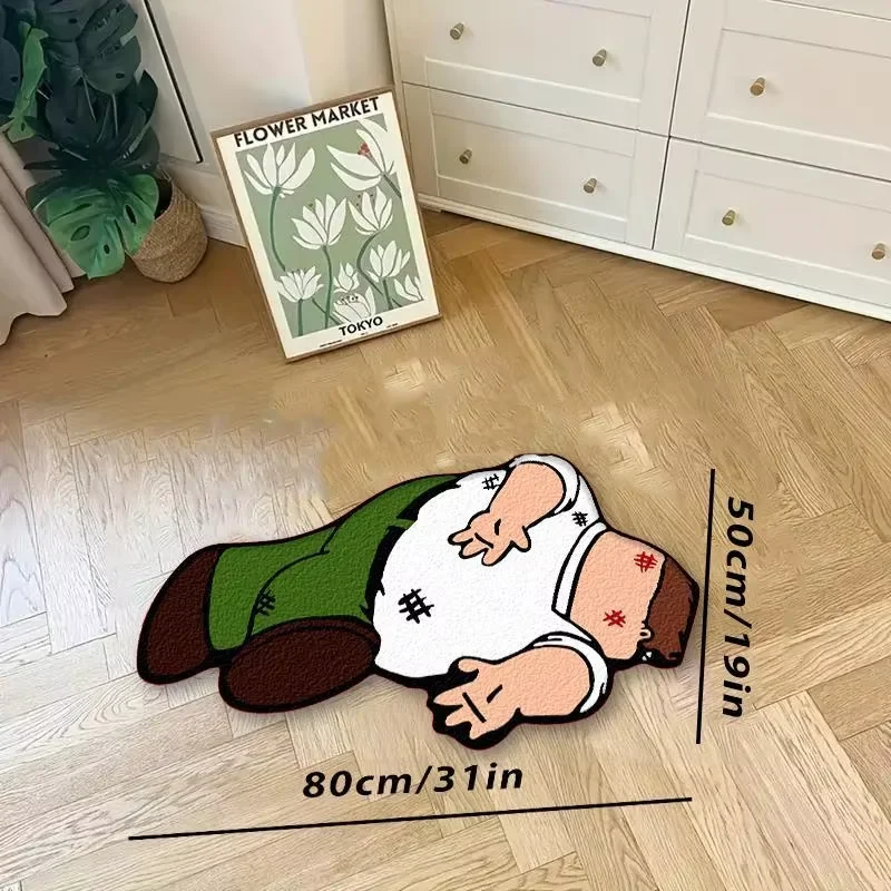 VIKAMA Cartoon Imitation Cashmere Floor Mat Irregular Living Room Anti-Slip Rug Bedroom Stain-Resistant Decorative Rug