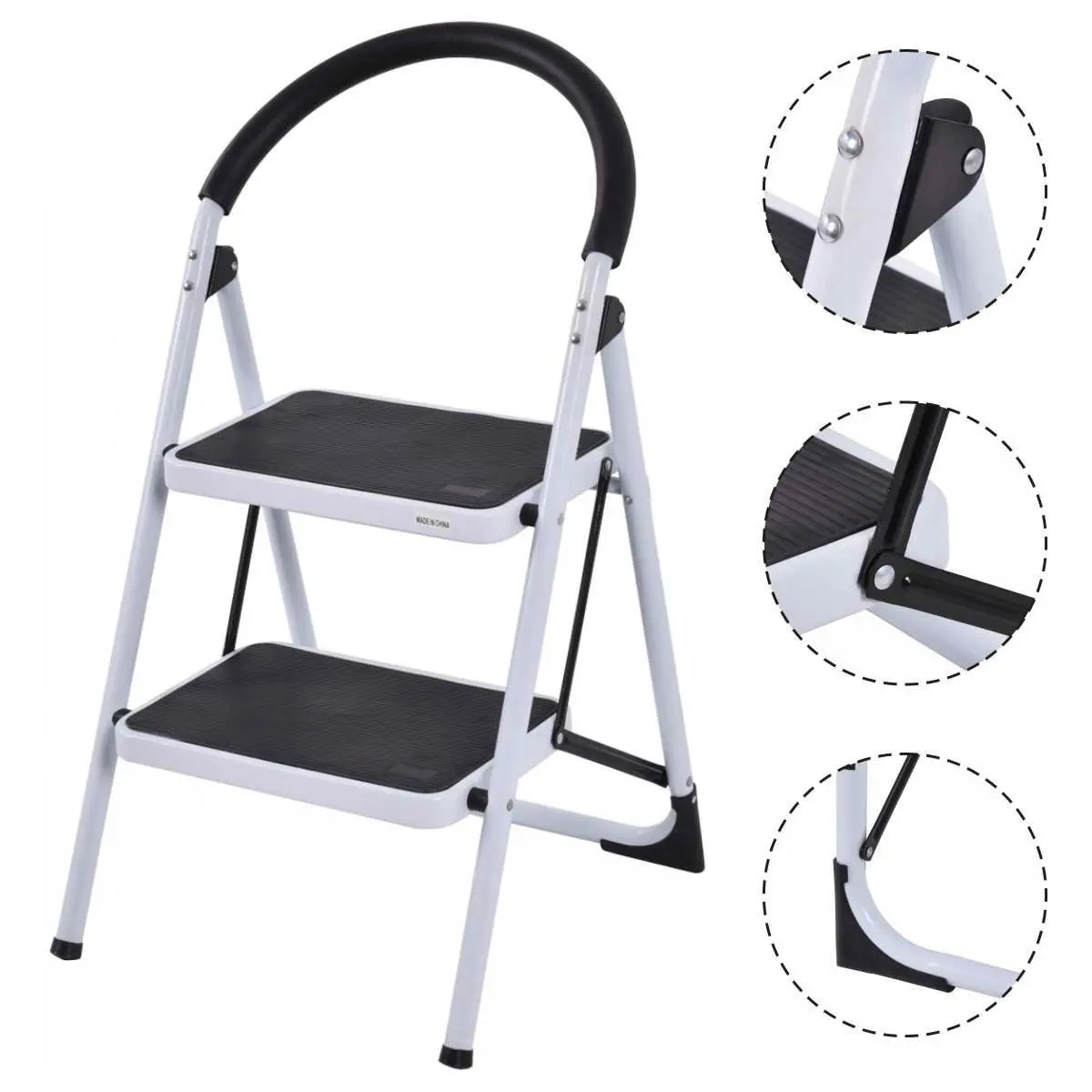 2 Step Folding Dielectric Steel Ladder With Safety Buckle