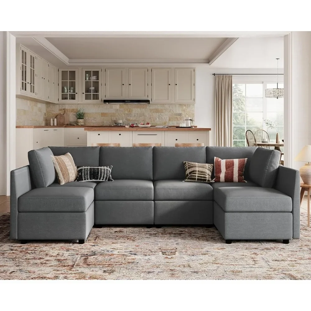 

Modular Sofa, Sectional Couch U Shaped Sofa with Storage, Memory Foam, 6 Seat Sectionals Chaise for Living Room, Dark Grey