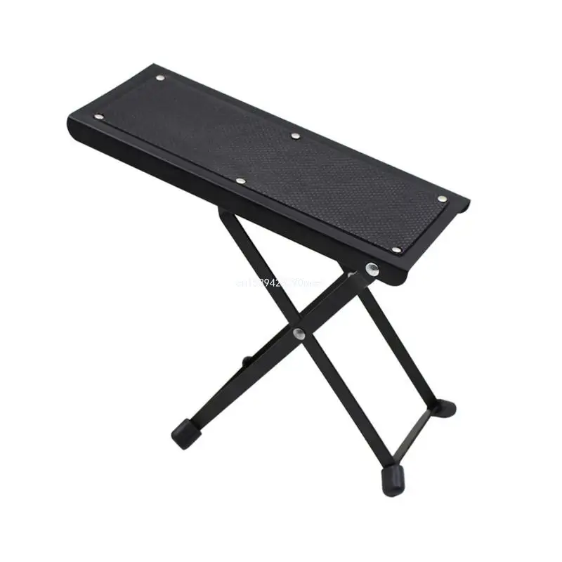 Metal Guitar Foot Stool, 4 Gears Adjustable Foot Rest No-slip Foldable Footrest