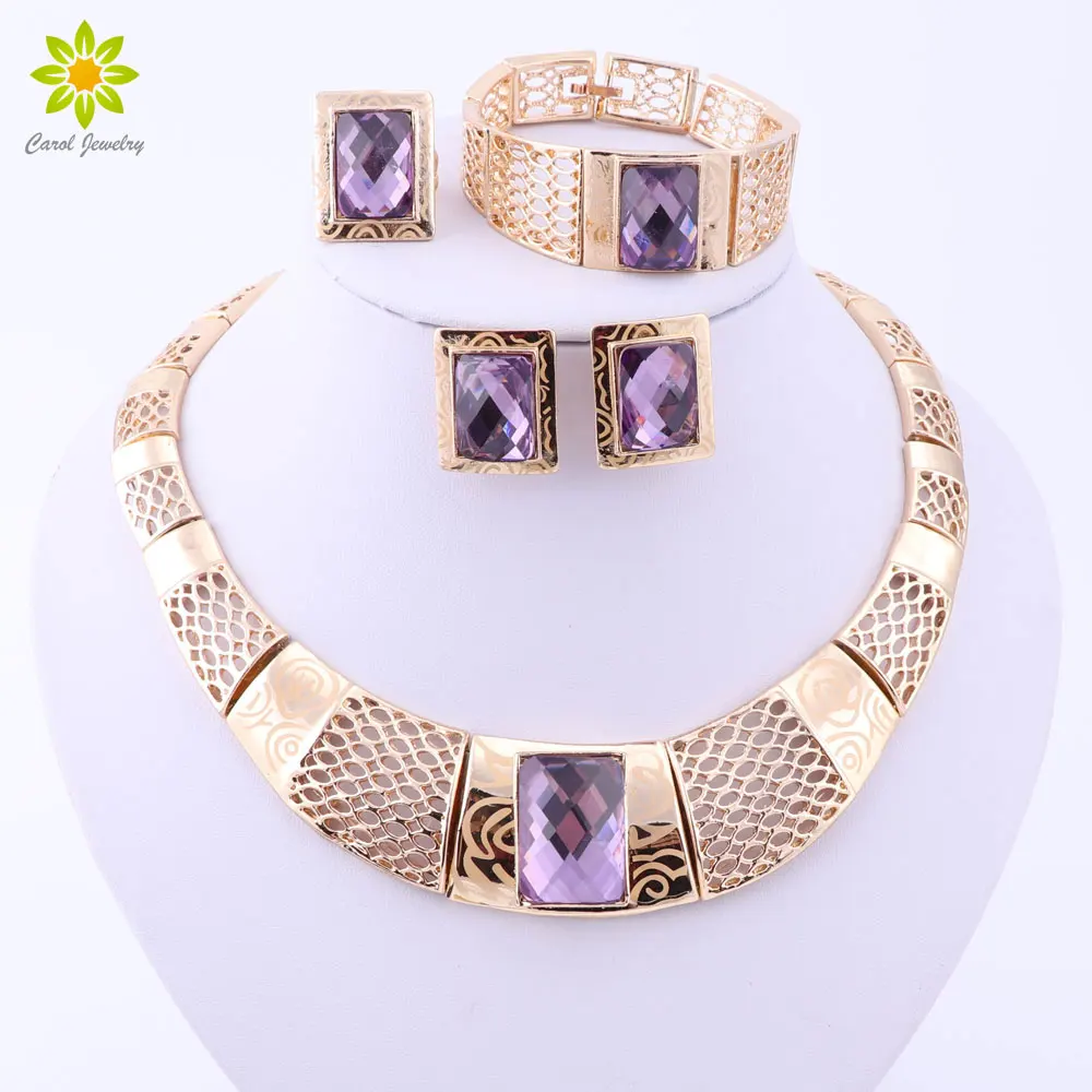 Fashion Nigerian Wedding Gold Color African Beads Jewelry Sets For Women Party Trendy Dubai Jewelry Set Wedding Accessories