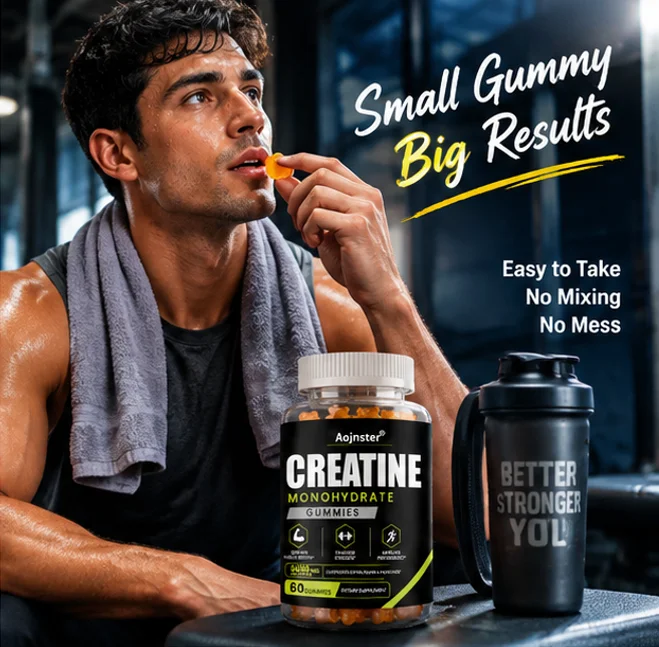 Chewable Creatine Monohydrate Bear Gummies,No Powder Mix Needed,Daily Sports Nutrition,60 Counts
