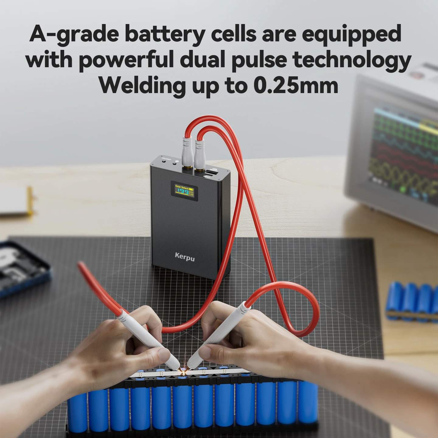 Kerpu CP02 199 Gears Adjustable Spot Welder Handheld Battery Spot Welding Tool Weldable 0.3MM Nickel Belt 18650 Lithium Battery