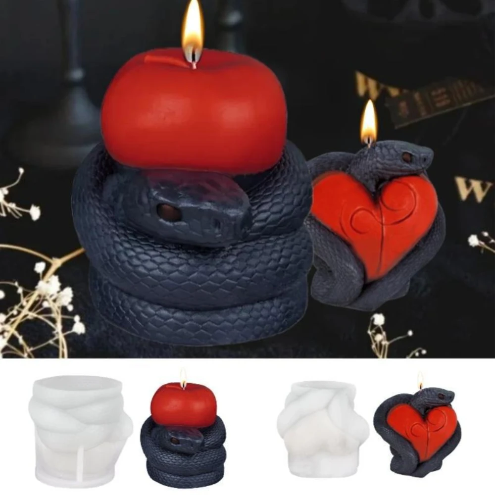 

Snake Fruit Candle Silicone Mold DIY Handmade Love Heart Snake Shape Soap Plaster Gypsum Resin Mould Cake Chocolate Molds Gifts