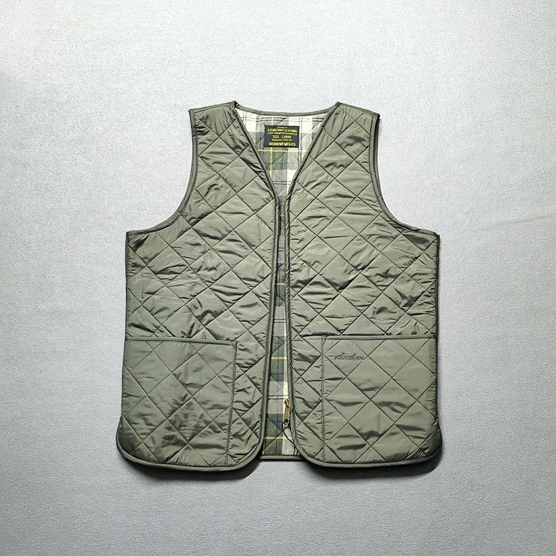 

Thiened Хлопковый стеганый жилет V-Ne для улицы с внутренним шлепанцем для мужчин, подходит для молодежи, трендовая зимняя длина стояка...