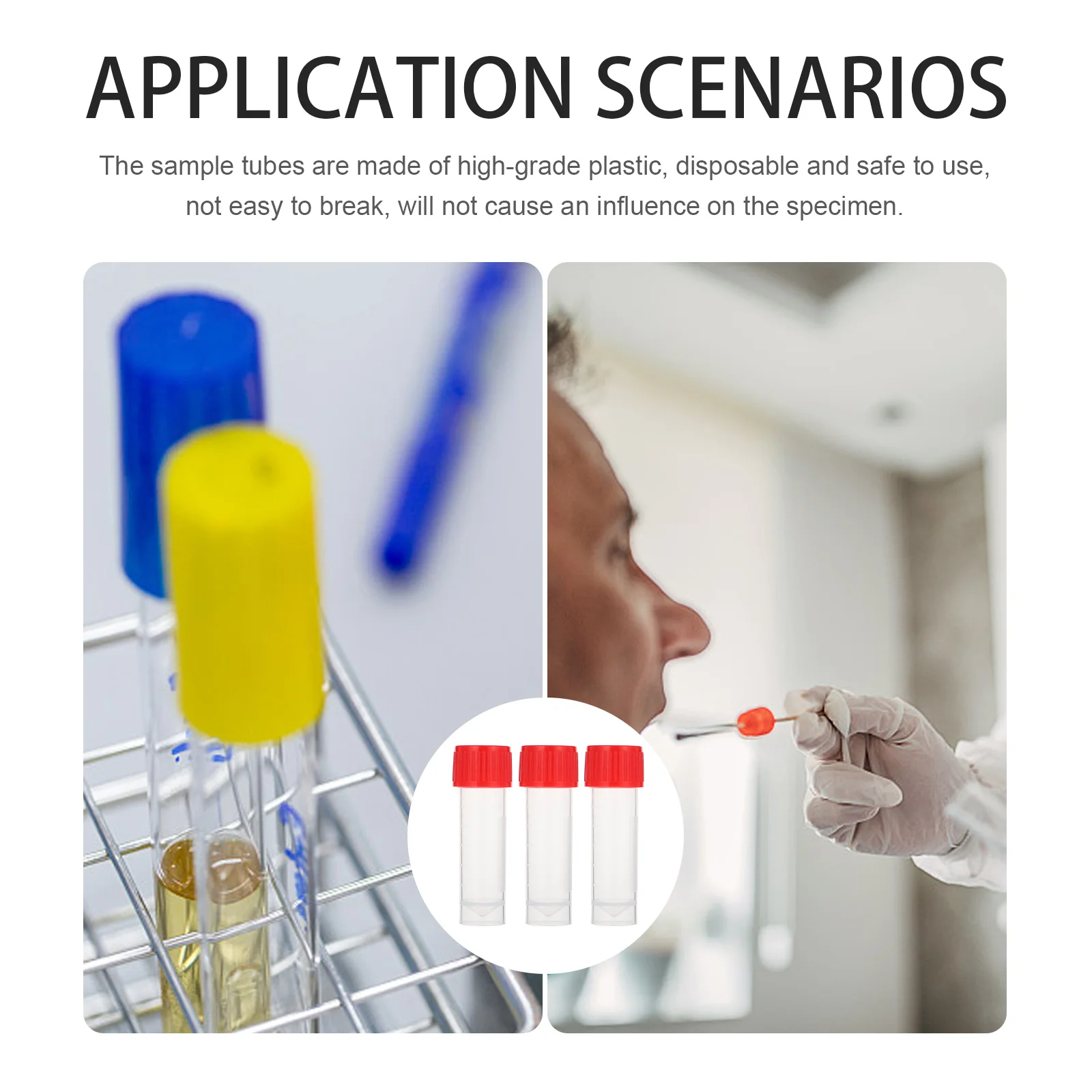 

20Pcs Sampling Tubes Disposable Transparent Specimen Containers Hospital Use Leakproof Storage Sample Tubes