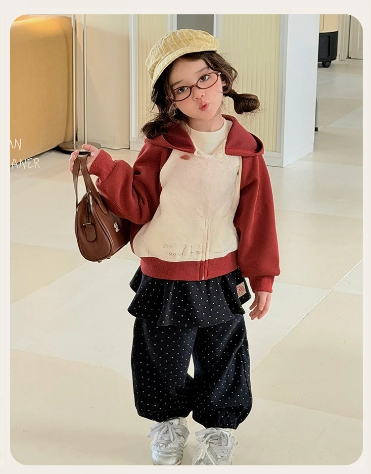 2026 Cotton Polka Dot Girls Fall Diaper Cover Wide Leg Pants Baby Girl Korean Polka Dot Casual Stylish Pants