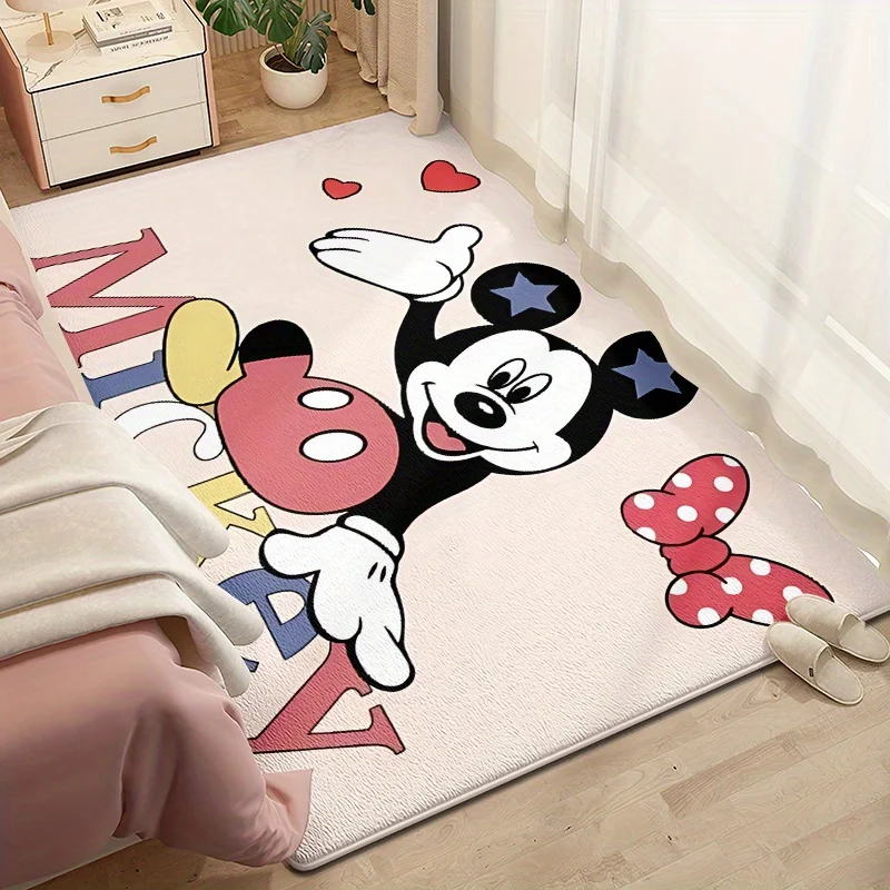 MINISO Disney Carpets for Bedroom Decoration Mickey Minne Printed Rugs Living Room Kitchen Baby Crawling Floor Mats Home Doormat