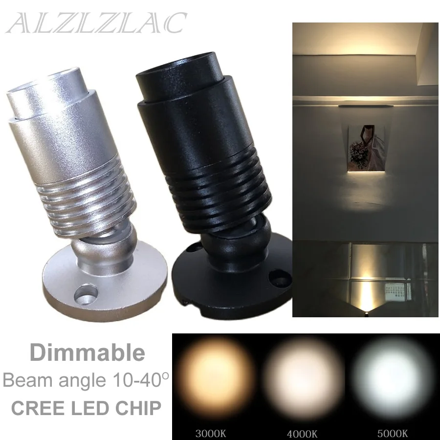 

Mini Led Spotlight Zoomable 3W Dimmable Surface Mounted 360° Rotatable Ceiling Spots Led Downlights 220V 12V Jewelry Cabinet