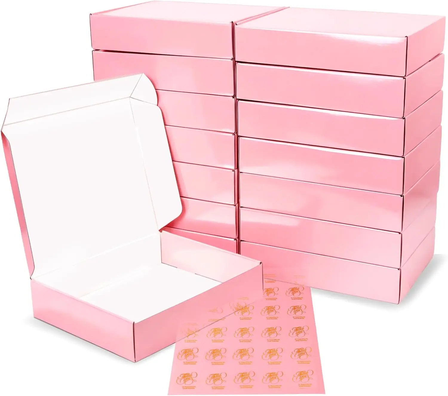 

40 Pack 10x8x2 Glossy Pink Shipping Boxes for Small Business, Sturdy Corrugated Cardboard Mailing Boxes