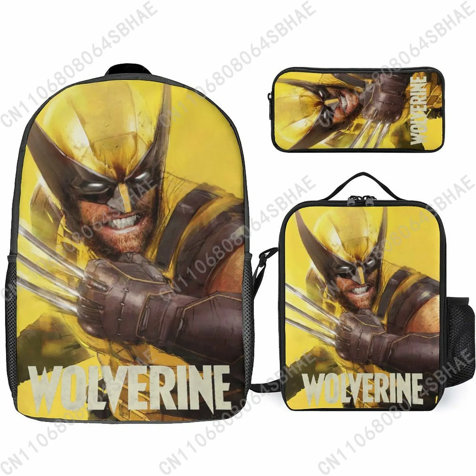 Marvel Wolverine School Backpack For Teen Middle High School Students 3Pcs Bookbag Lunch Tote Bag Pencil Pouch Cosplay