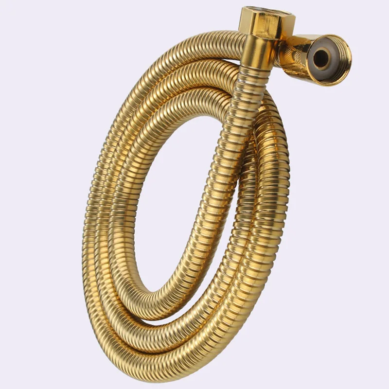 Gold Stainless Steel Flexible Shower Hose Long Bathroom Shower Water Hose Extension Plumbing Pipe Pulling Tube