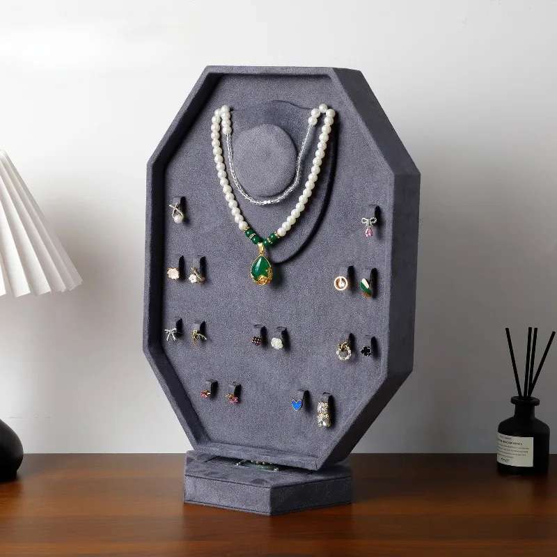 Rotatable Jewelry Stand Vertical Double Sided Multifunction Necklace Earrings Organizer Stands Jewelry Store Display Props