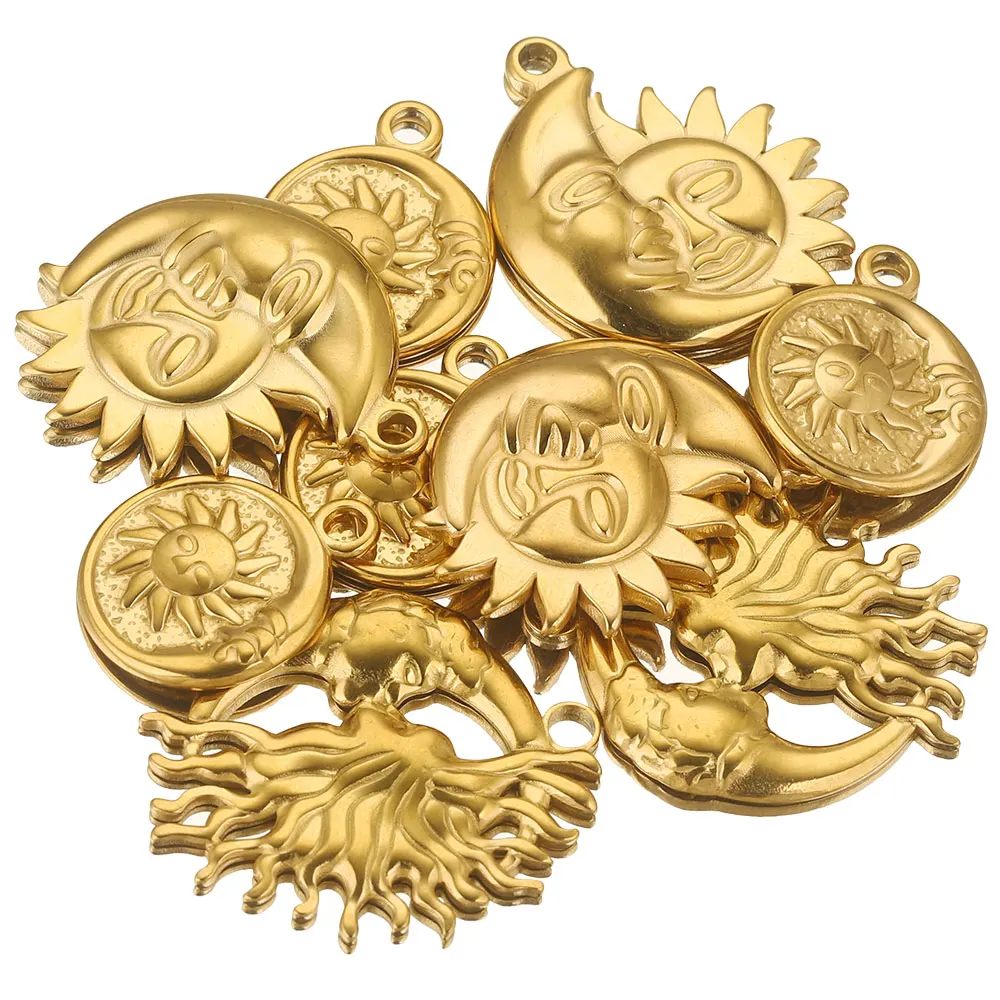 5pcs Stainless Steel Sun Kiss Moon Love Charms for Jewelry Connectors Earrings Charm Making Supplies for Diy Jewelry Findings - Image 3