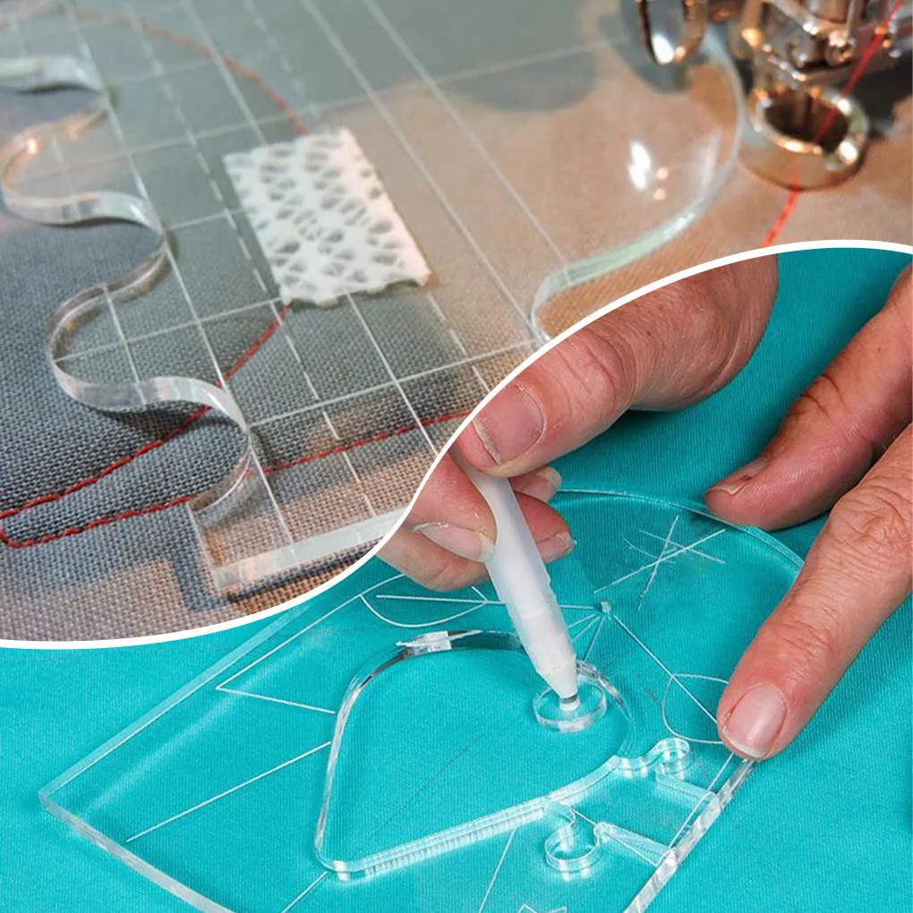 6 Pezzi Righelli per Quilting Acrilico Modello Patchwork Fai da Te Calibri Macchina da Cucire Tessuto Quilting Board Kit Accessori