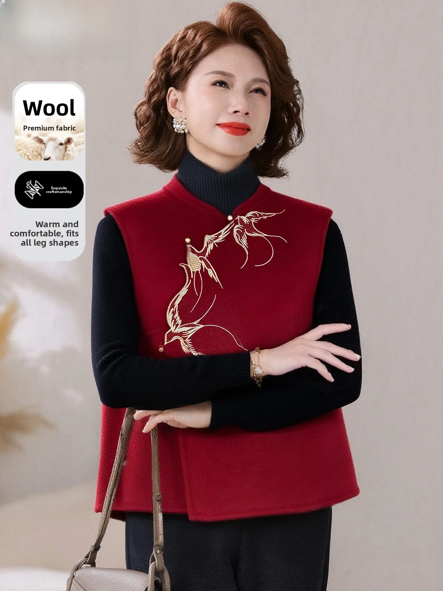 

Двусторонний шерстяной жилет для женщин на осень-зиму: модный, теплый, из смесового полиэстера, без рукавов