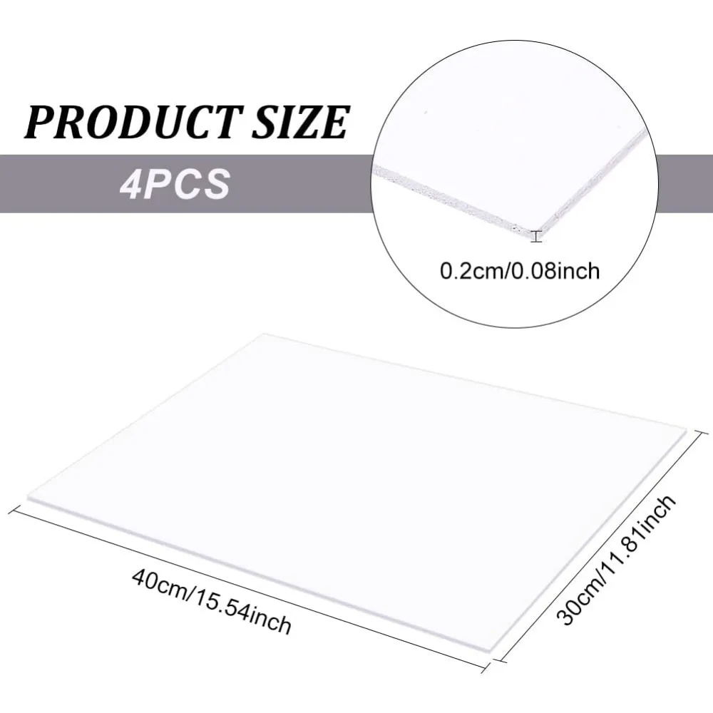 4 Pcs 2mm PVC Foam Sheet White Plastic Sheet 11.8x15.7 Inch Lightweight Rigid Foam Expanded PVC Sheet for Crafts, DIY