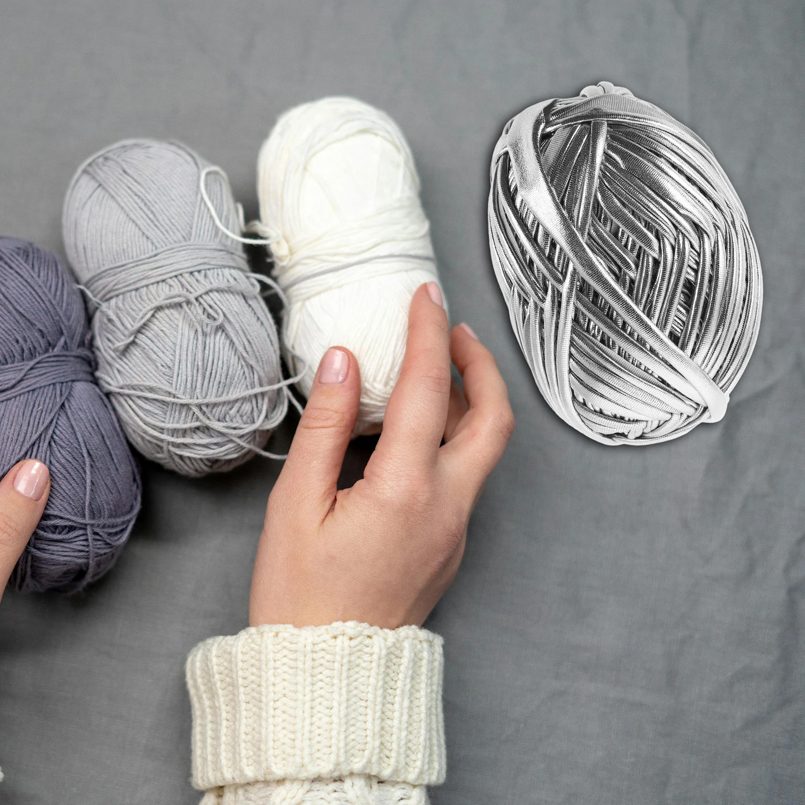 

1 Roll Simulated Yarn Crochet Thread Handmade Bag Kit DIY Purse Making Durable Polyester Knitting Tote Shoulder