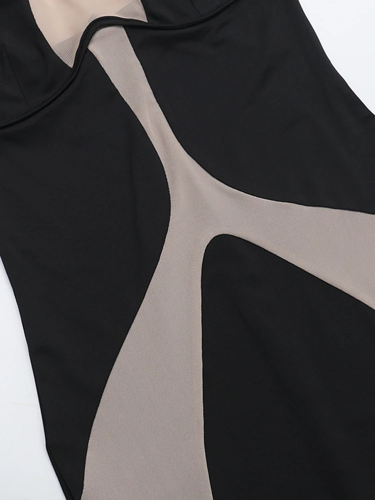 Beyprern-vestido ceñido con recorte de malla, ilusión Sexy, ropa de fiesta de noche para discoteca, vestido largo transparente recortado abstracto con estilo