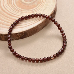 1pc 4mm Fashion Natural Garnet Bracelet beaded jewelry elastic bracelet gift suitable for men and women daily
