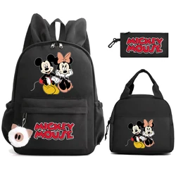 3 sztuk/zestaw Disney Mickey Mouse plecak dla nastolatków torba podróżna torebka z torbą na Lunch piórnik dla chłopca dziewczynka plecak