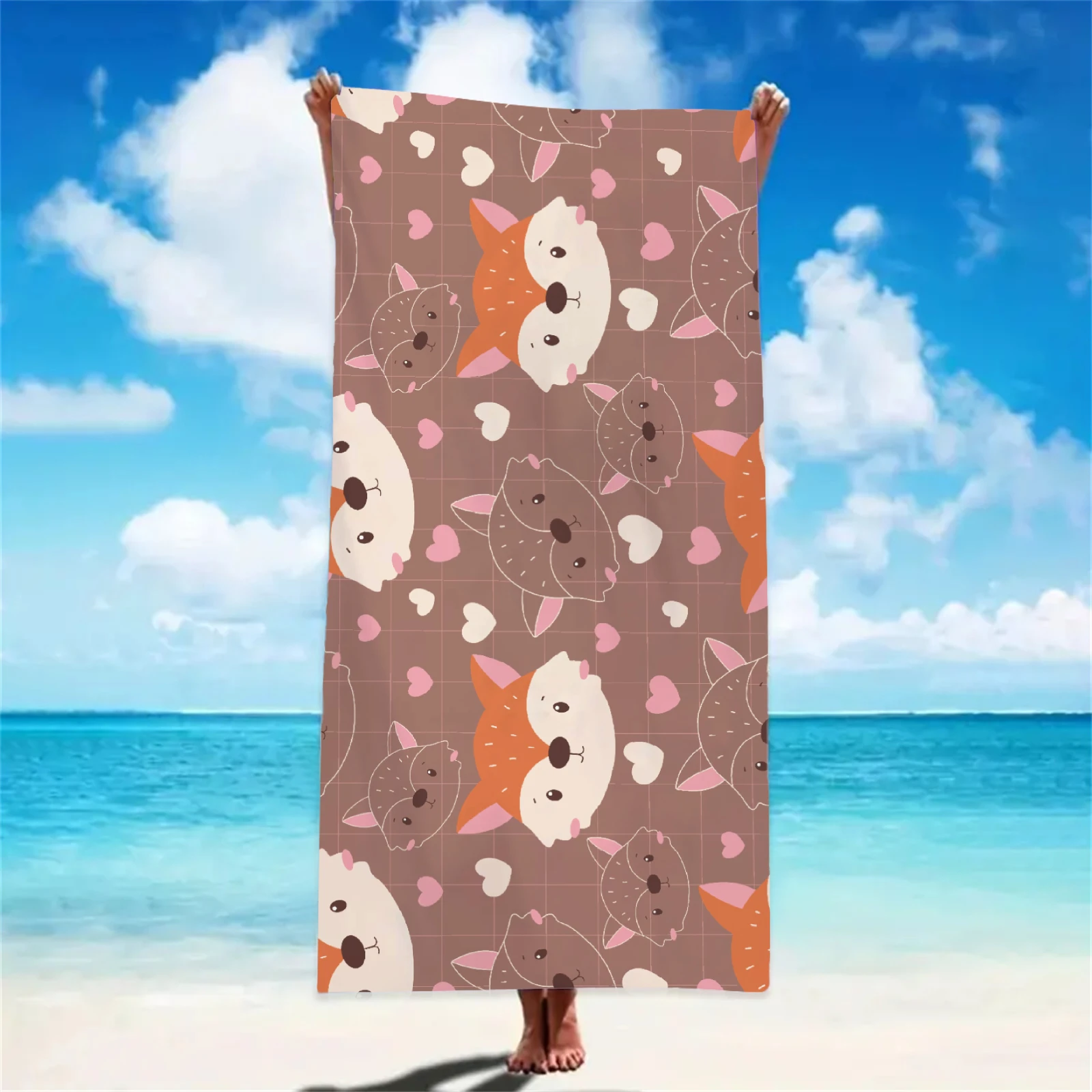 Cartoon Animal Beach Towels Fox Microfiber Towels Absorbent Quick-Drying Soft Swimming Cartoon Towels Birthday Gifts For Girls