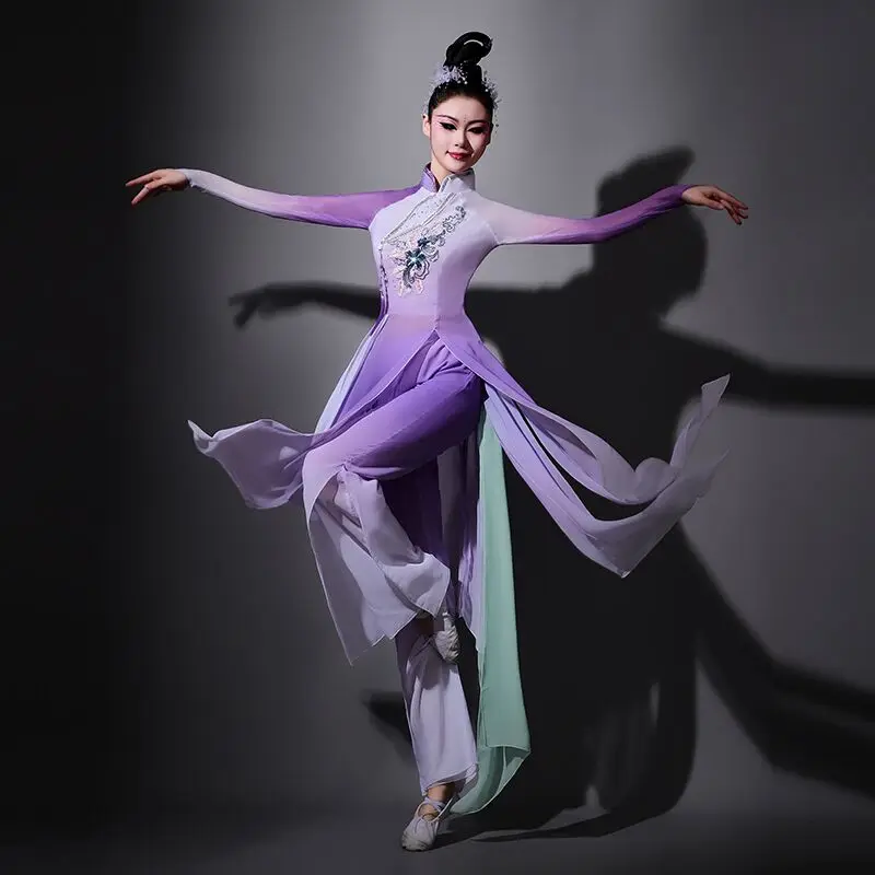 Purple Classic Dance Costume Beautiful Chinese Yangko Dance Performance Clothing Traditional Clothes