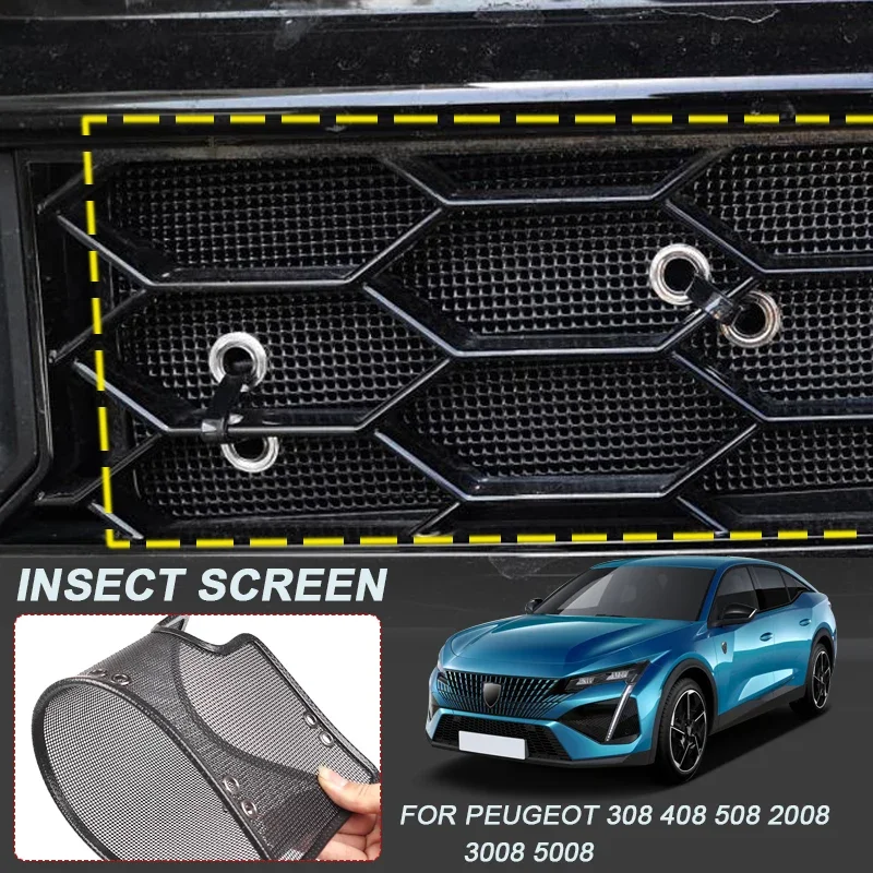 4PCS Car Insect-proof Air Inlet Protection Cover Airin Insert Net Accessory For Peugeot 308 408 GT 508 2008 3008 5008 2019-2026