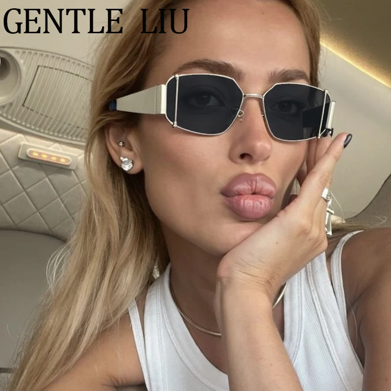 

Sexy Y2K Punk Rectangle Sunglasses Women 2025 Luxury Brand Vintage Irregular Metal Small Frame Sun Glasses Outdoor UV400 Eyewear