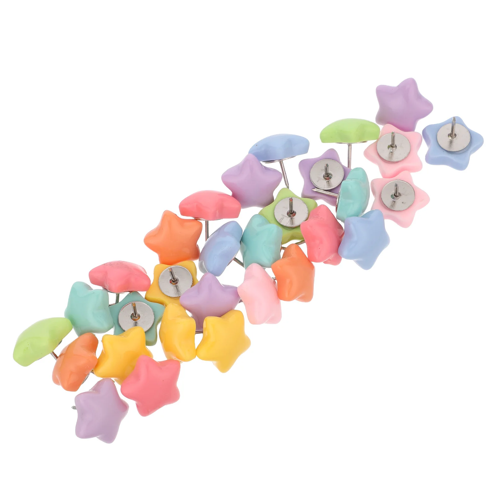 

30Pcs Star Shaped Thumb Tacks Resin Colorful Pushpins Flat Head Cork Board Decorative Photo Display Wall Hanging