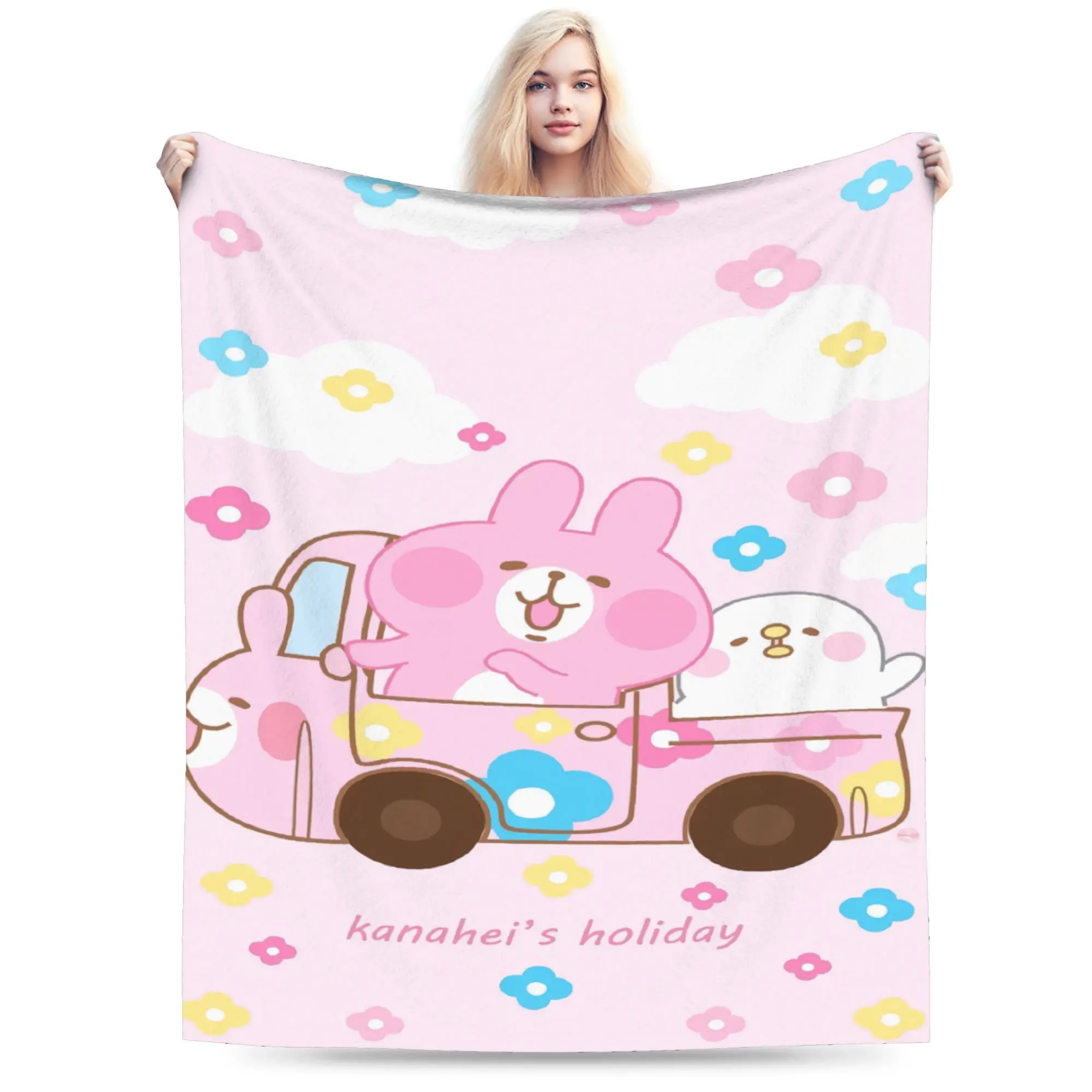 Kanahei's Small Animals Usagi Piske Blanket Quality Super Soft  Throw Blanket Winter Travel Couch Chair Aesthetic Bedspread