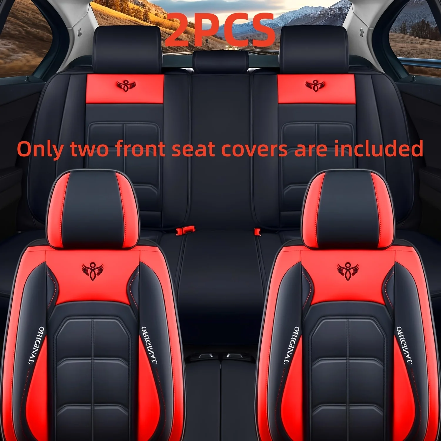 

PU Leather Car Seat Cover - Red, Fit for Sedans & Most Cars, SUVs, Trucks, Pickup Ttrucks, Airbags Ergonomic Design with Side